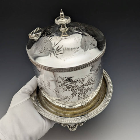 英國古董鍍銀餅乾桶 WWHarrison & Co